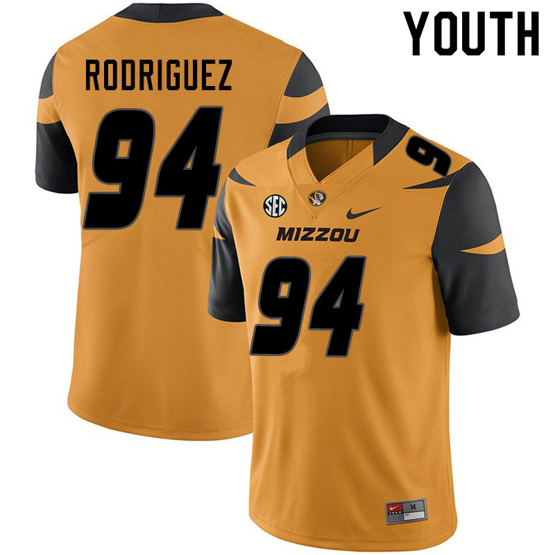 Youth #94 Aaron Rodriguez Missouri Tigers College Football Jerseys Sale-Yellow - Click Image to Close